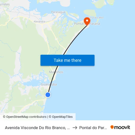 Avenida Visconde Do Rio Branco, 3998 to Pontal do Paraná map