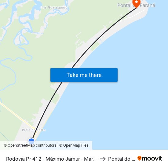 Rodovia Pr 412 - Máximo Jamur - Marco 01 - Jd. Monções to Pontal do Paraná map