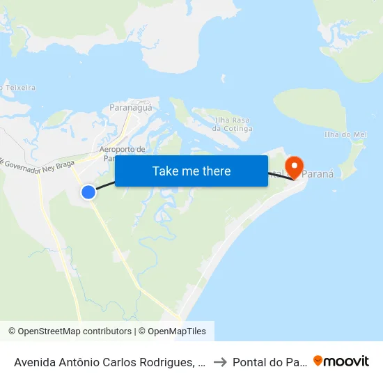 Avenida Antônio Carlos Rodrigues, 184 (Ifpr) to Pontal do Paraná map