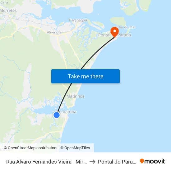 Rua Álvaro Fernandes Vieira - Mirim to Pontal do Paraná map