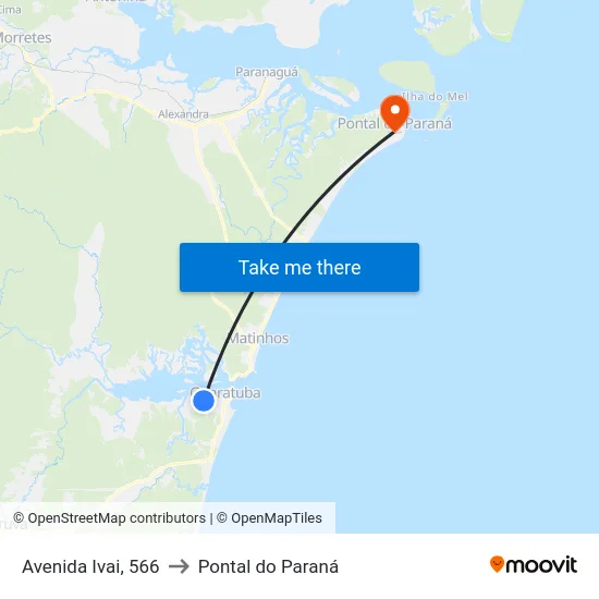 Avenida Ivai, 566 to Pontal do Paraná map