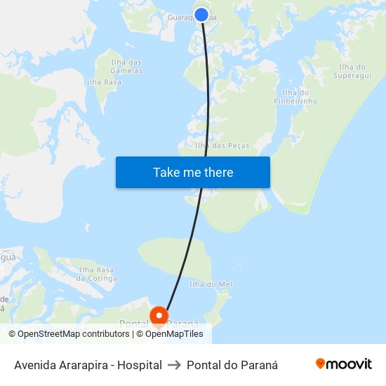 Avenida Ararapira - Hospital to Pontal do Paraná map