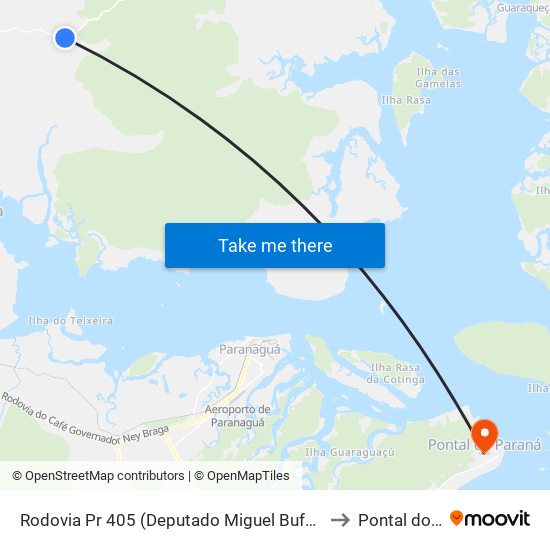 Rodovia Pr 405 (Deputado Miguel Bufara) - Entrada P/ Cedros to Pontal do Paraná map