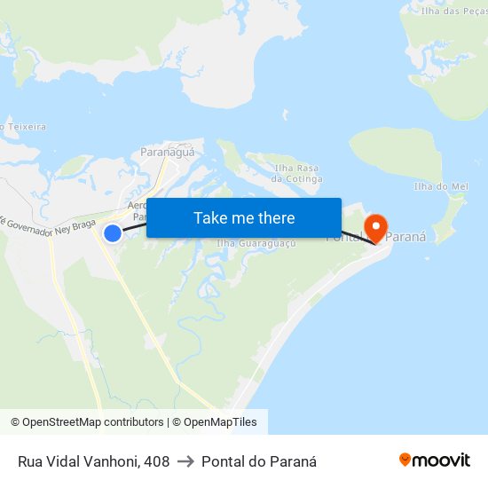 Rua Vidal Vanhoni, 408 to Pontal do Paraná map