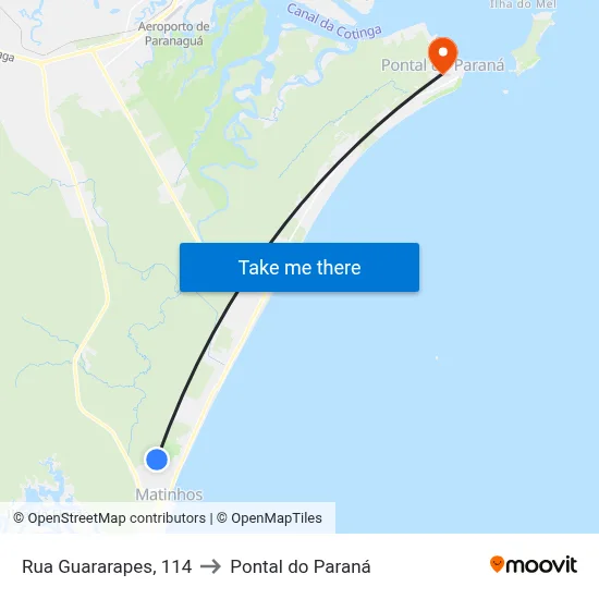 Rua Guararapes, 114 to Pontal do Paraná map