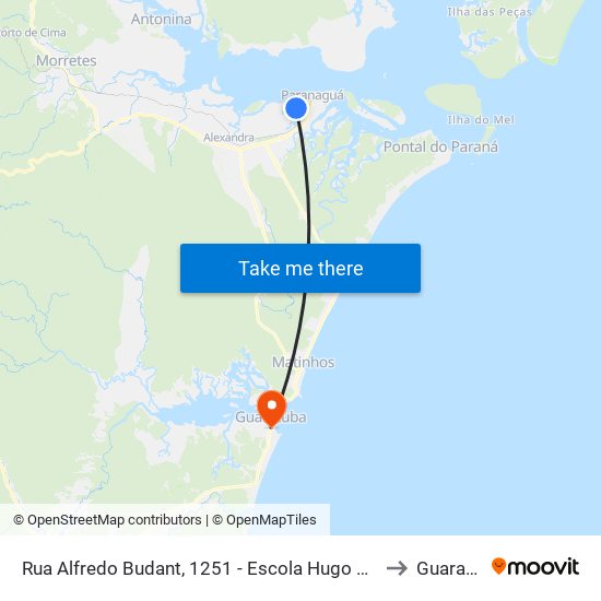 Rua Alfredo Budant, 1251 - Escola Hugo Pereira Correia to Guaratuba map