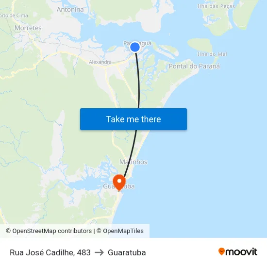 Rua José Cadilhe, 483 to Guaratuba map