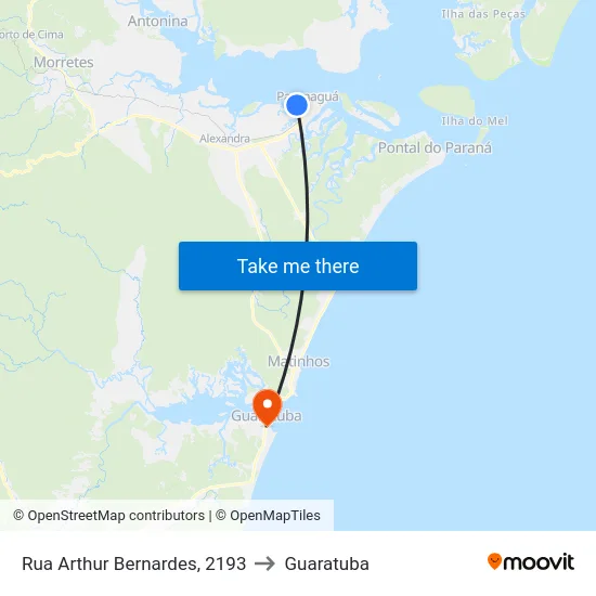 Rua Arthur Bernardes, 2193 to Guaratuba map