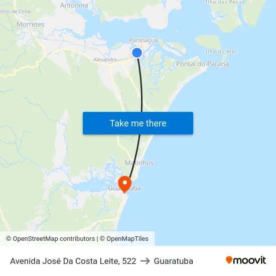 Avenida José Da Costa Leite, 522 to Guaratuba map