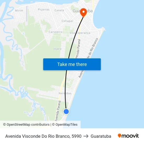 Avenida Visconde Do Rio Branco, 5990 to Guaratuba map