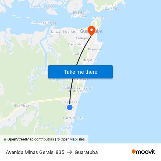 Avenida Minas Gerais, 835 to Guaratuba map