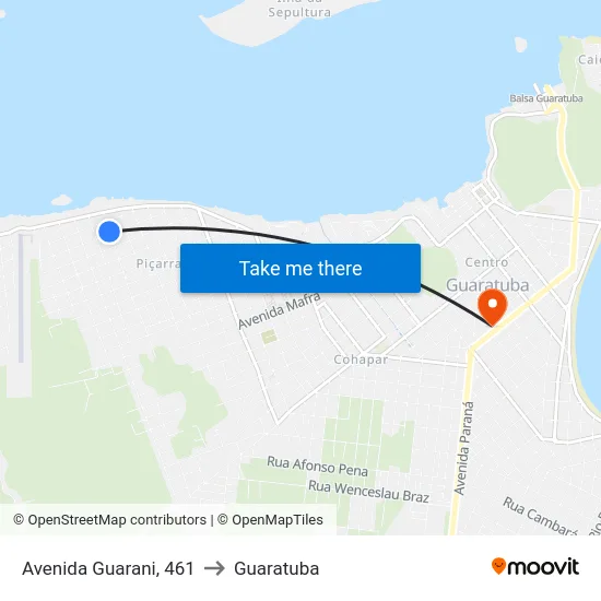 Avenida Guarani, 461 to Guaratuba map