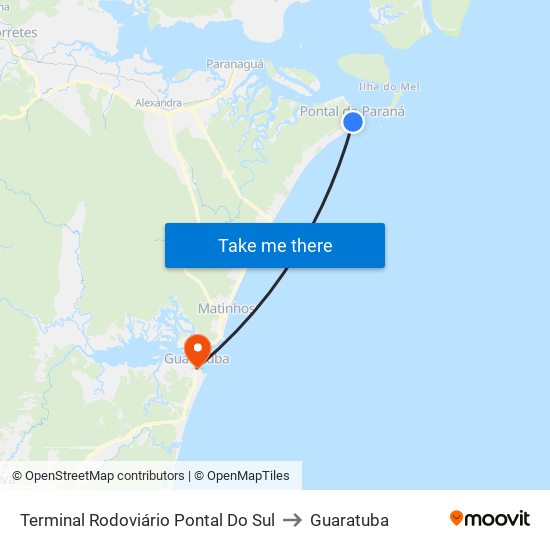 Terminal Rodoviário Pontal Do Sul to Guaratuba map