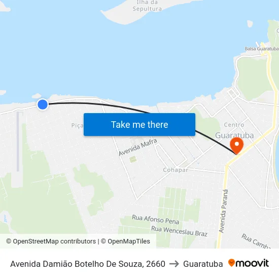 Avenida Damião Botelho De Souza, 2660 to Guaratuba map