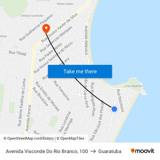 Avenida Visconde Do Rio Branco, 100 to Guaratuba map
