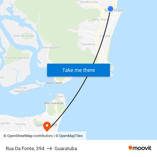 Rua Da Fonte, 394 to Guaratuba map