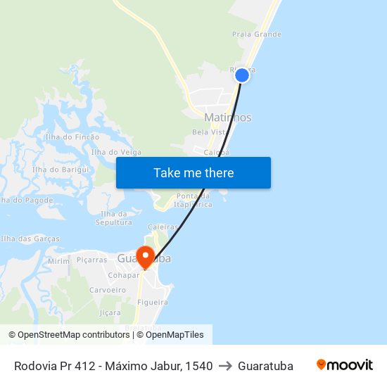 Rodovia Pr 412 - Máximo Jabur, 1540 to Guaratuba map