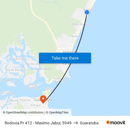 Rodovia Pr 412 - Maximo Jabur, 5949 to Guaratuba map