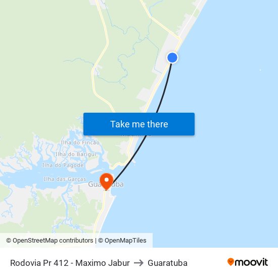 Rodovia Pr 412 - Maximo Jabur to Guaratuba map