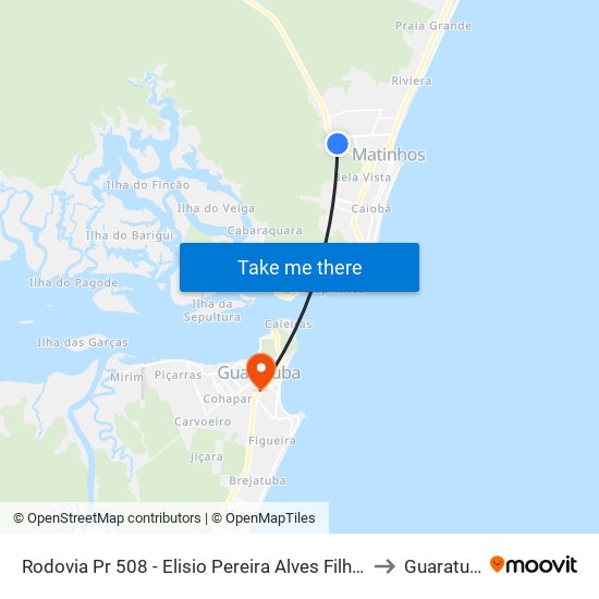 Rodovia Pr 508 - Elisio Pereira Alves Filho, 879 to Guaratuba map