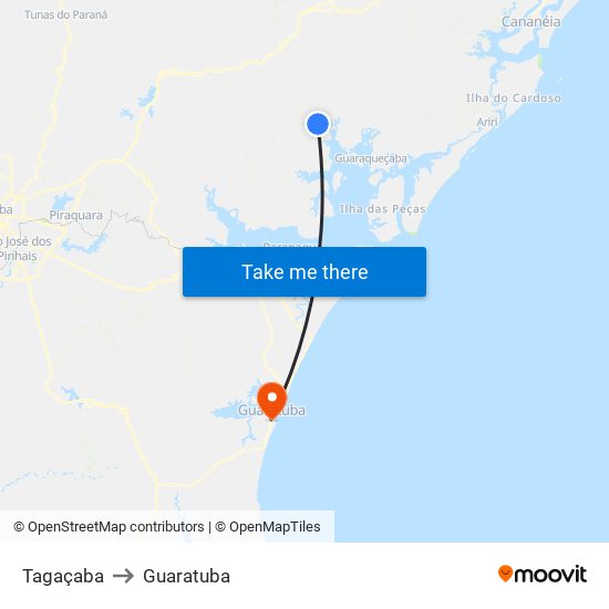 Tagaçaba to Guaratuba map