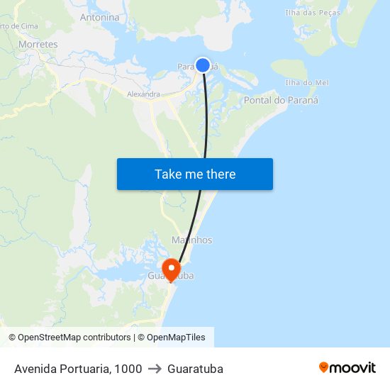 Avenida Portuaria, 1000 to Guaratuba map