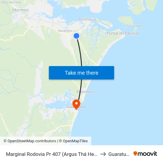 Marginal Rodovia Pr 407 (Argus Thá Heyn) to Guaratuba map