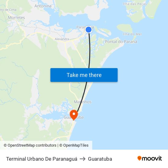 Terminal Urbano De Paranaguá to Guaratuba map