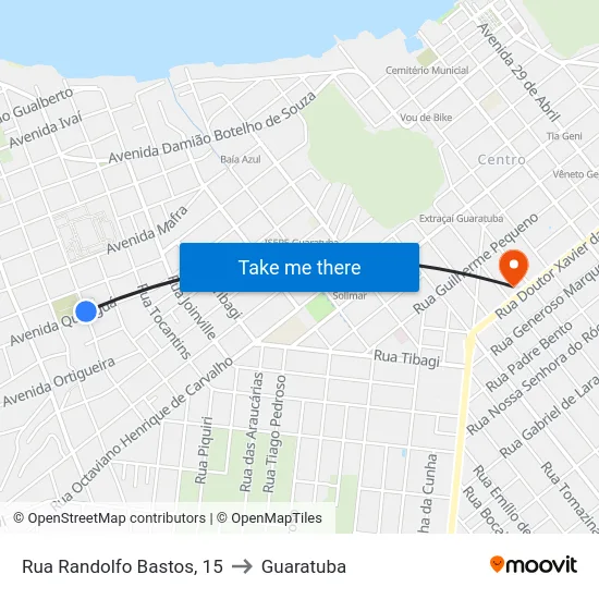 Rua Randolfo Bastos, 15 to Guaratuba map