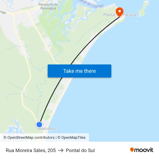 Rua Moreira Sáles, 205 to Pontal do Sul map