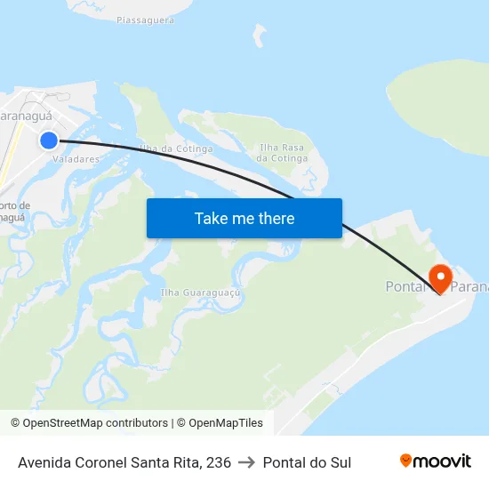 Avenida Coronel Santa Rita, 236 to Pontal do Sul map