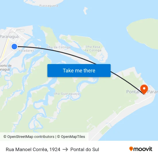 Rua Manoel Corrêa, 1924 to Pontal do Sul map