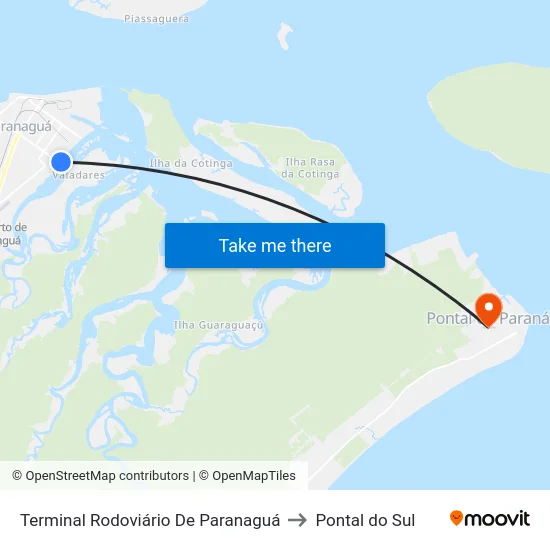 Terminal Rodoviário De Paranaguá to Pontal do Sul map