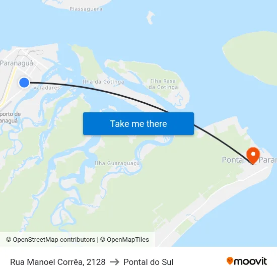 Rua Manoel Corrêa, 2128 to Pontal do Sul map