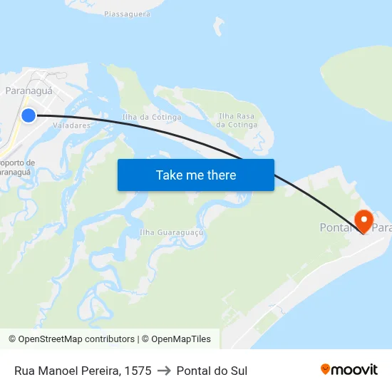 Rua Manoel Pereira, 1575 to Pontal do Sul map