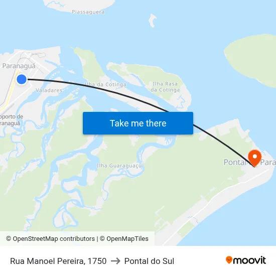 Rua Manoel Pereira, 1750 to Pontal do Sul map