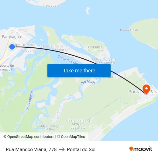 Rua Maneco Viana, 778 to Pontal do Sul map