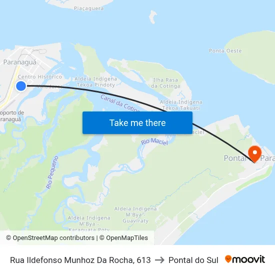 Rua Ildefonso Munhoz Da Rocha, 613 to Pontal do Sul map