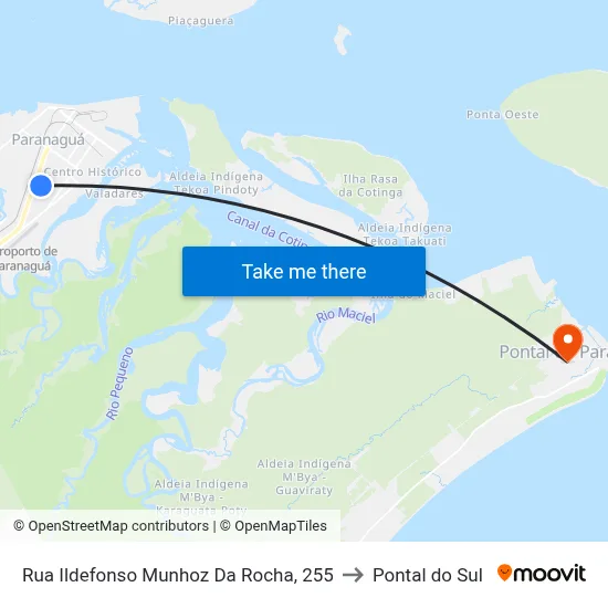 Rua Ildefonso Munhoz Da Rocha, 255 to Pontal do Sul map