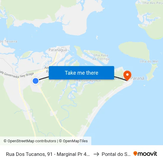 Rua Dos Tucanos, 91 - Marginal Pr 407 to Pontal do Sul map