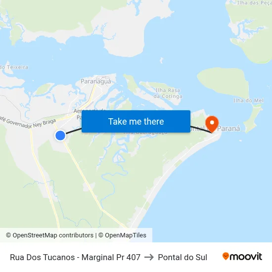 Rua Dos Tucanos -  Marginal Pr 407 to Pontal do Sul map