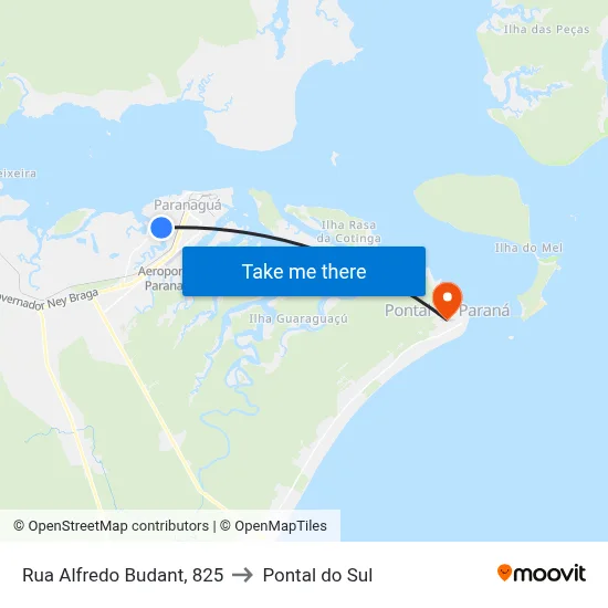 Rua Alfredo Budant, 825 to Pontal do Sul map