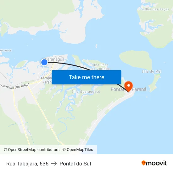 Rua Tabajara, 636 to Pontal do Sul map