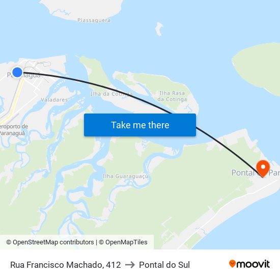 Rua Francisco Machado, 412 to Pontal do Sul map