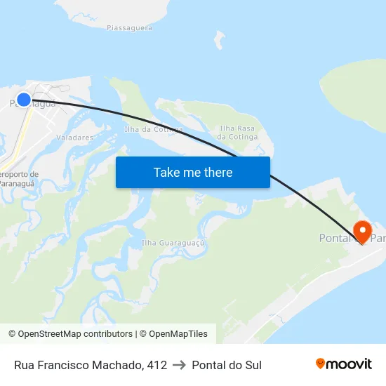Rua Francisco Machado, 412 to Pontal do Sul map