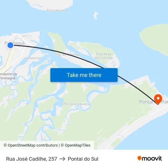 Rua José Cadilhe, 257 to Pontal do Sul map