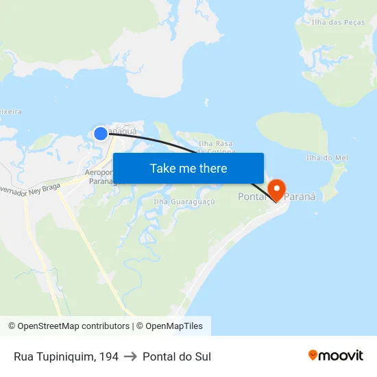 Rua Tupiniquim, 194 to Pontal do Sul map