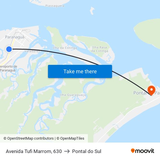 Avenida Tufi Marrom, 630 to Pontal do Sul map