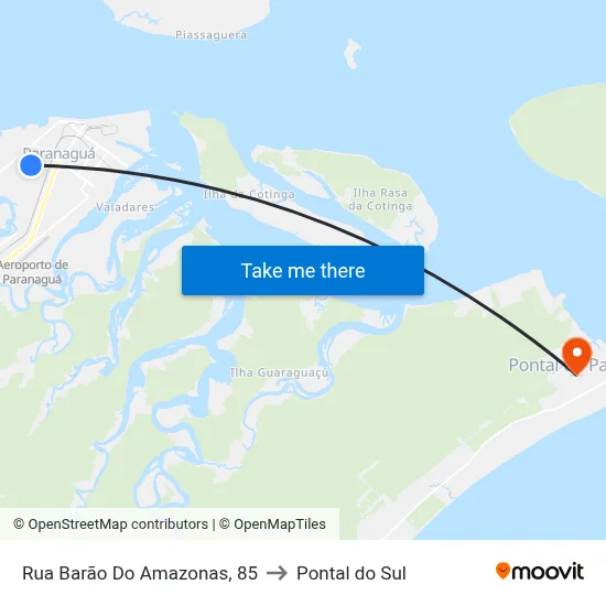 Rua Barão Do Amazonas, 85 to Pontal do Sul map