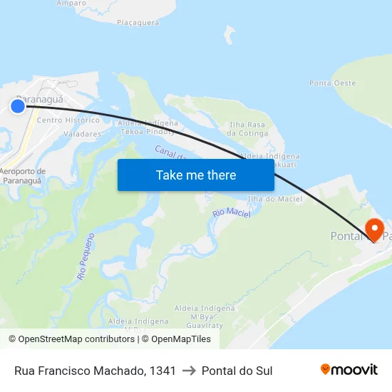 Rua Francisco Machado, 1341 to Pontal do Sul map